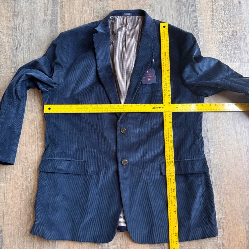 NWT Saddlebred Mens Teal Blue Corduroy Blazer Sport Coat Jacket 48L